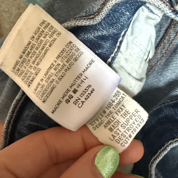 MOTHER Blue Straight-Leg Jeans with Rainbow Patch - Picture 7 of 8